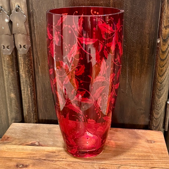 Lenox Holiday Crimson 11” Glass Vase with Box - Picture 5 of 13